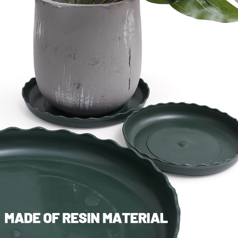 Tray Pot Bunga Resin Bulat Hijau Portable/Alas Drainase Tanaman Tahan Lama Perlengkapan Taman Rumah Indoor Outdoor