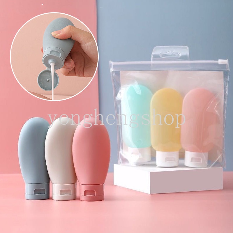 Nordic 60ml Botol Flip Botol Isi Ulang Travel Portable Shampoo Shower Gel Botol Squeeze Tabung Sub-Botol Tabir Surya Dispenser Pembersih Wajah Wadah Lotion