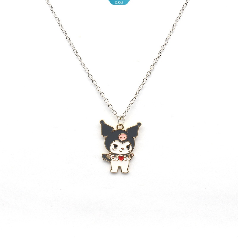 Kawaii Sanrio My Melody Kuromi Devil Alloy Kalung Kartun Liontin Perhiasan Lucu Perhiasan Hadiah Untuk Gadis Wanita Mainan Ulang Tahun [ZK]