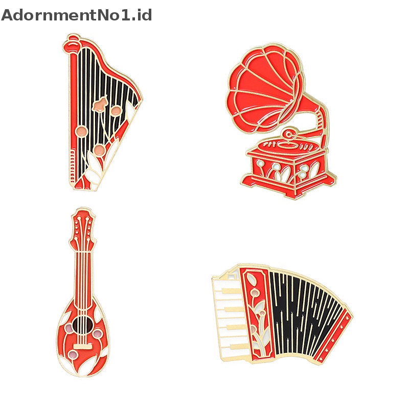 [AdornmentNo1] Vintage Kreatif Fashion Gramophone Akordeon Gitar Instrumen Kombinasi Tren Paduan Serbaguna Enamel Bros Lencana Perhiasan [ID]