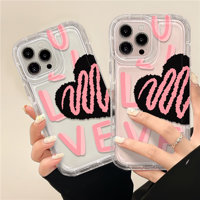 IPHONE Cinta Soft Case Kompatibel Untuk Iphone14 13 11 12 Pro XS Max X Xr7 +8 Plus Casing Ponsel Transparan TPU Silikon Shockproof Cover
