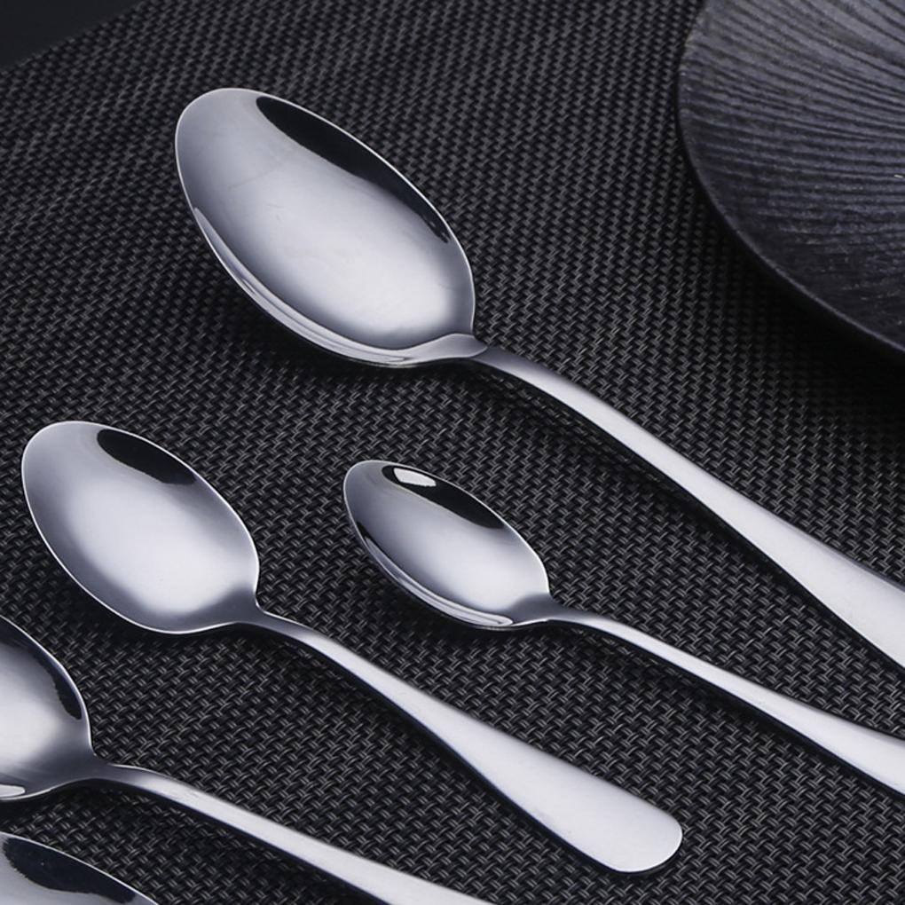 10buah Sendok Stainless Steel Warna Solid Anak Dewasa Pengganti Kopi Dessert Scoop Sendok Sendok Peralatan Makan