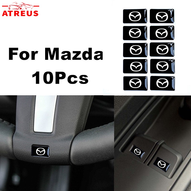 10pcs 3D Stiker Mobil Setir Pintu Jendela Saklar Tombol Lencana Dekorasi Aksesoris Mobil Untuk Mazda 2 3 CX5 CX30 CX8 CX3 Mazda2 6 5 CX9 BT50