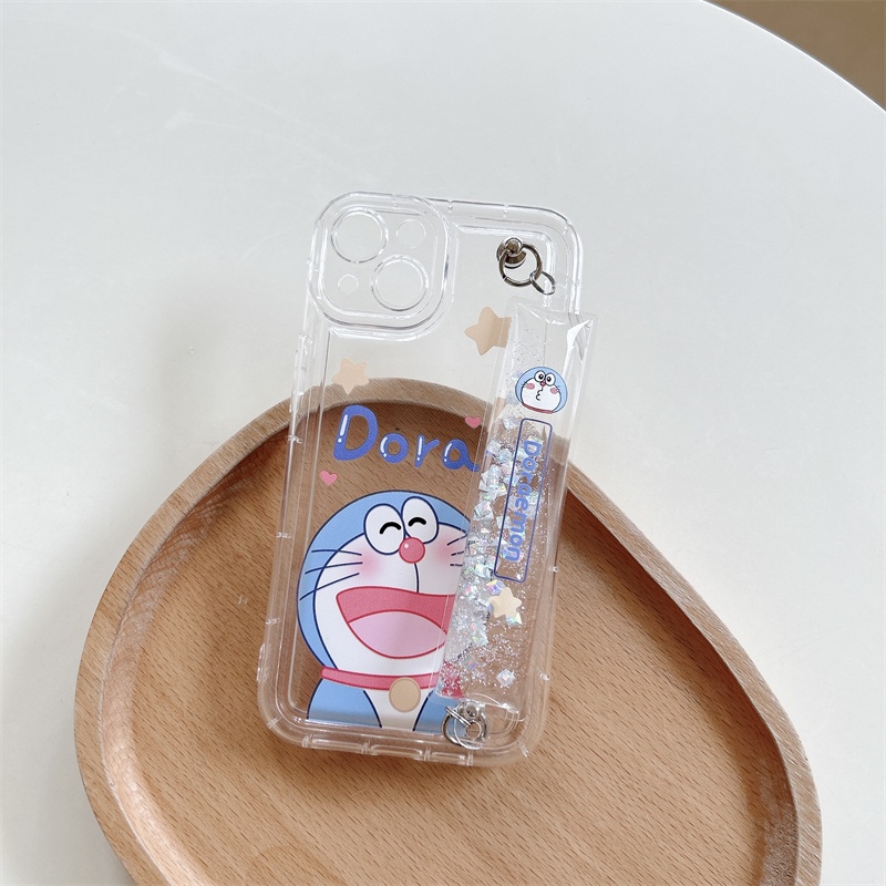 IPHONE Casing Kartun Transparan Cocok Untuk Iphone14 13 12 11 Pro Max Doraemon Mobile Wristband Protection Case