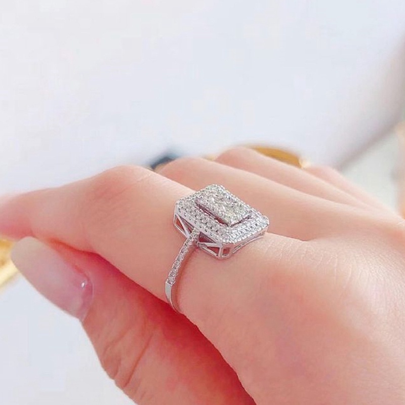 Modern Geometris Bentuk Persegi Cincin Untuk Wanita Mewah Hias Bling Kristal CZ Fashion Serbaguna Lady's Rings Pesta Perhiasan