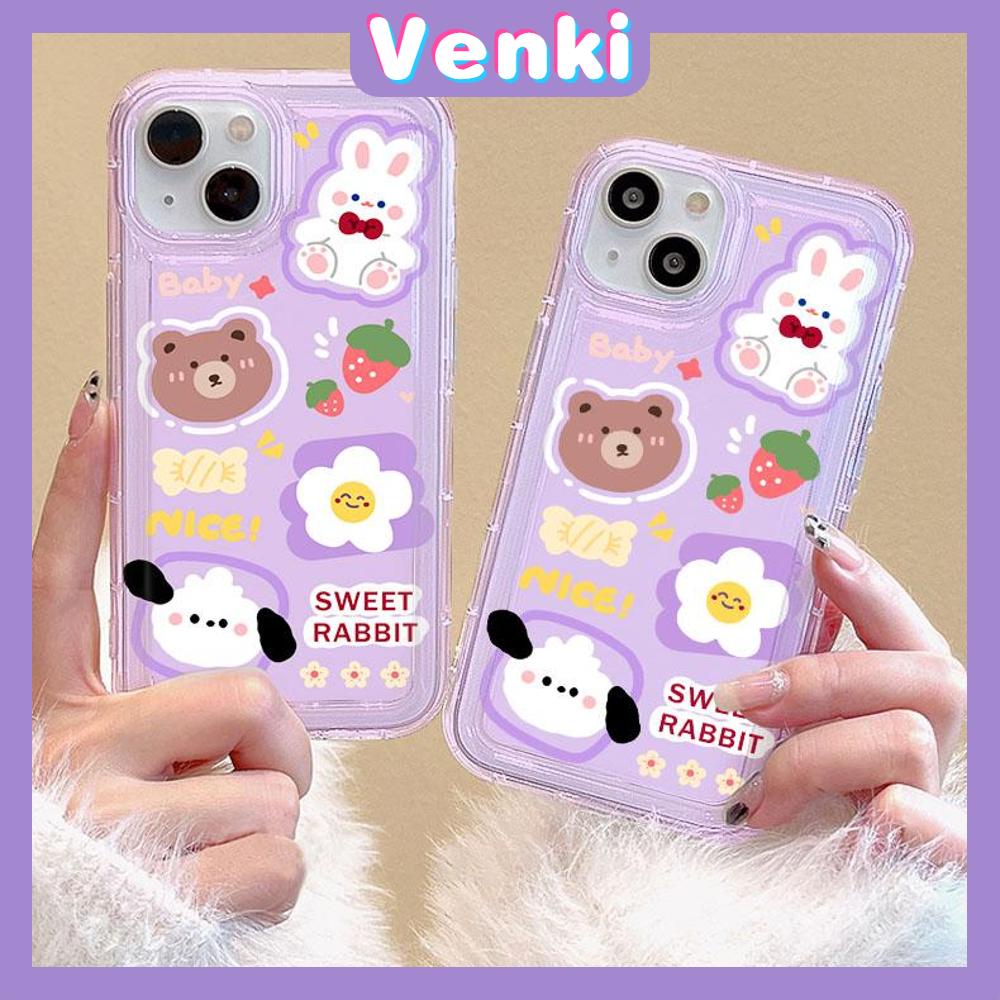 VENKI - For iPhone 11 Case Clear Phone Case TPU Soft Case Airbag Shockproof Protection Camera Cute Bear Bunny Compatible with iPhone 14 13 Pro Max iPhone 12 Pro Max XR XS 7 8Plus