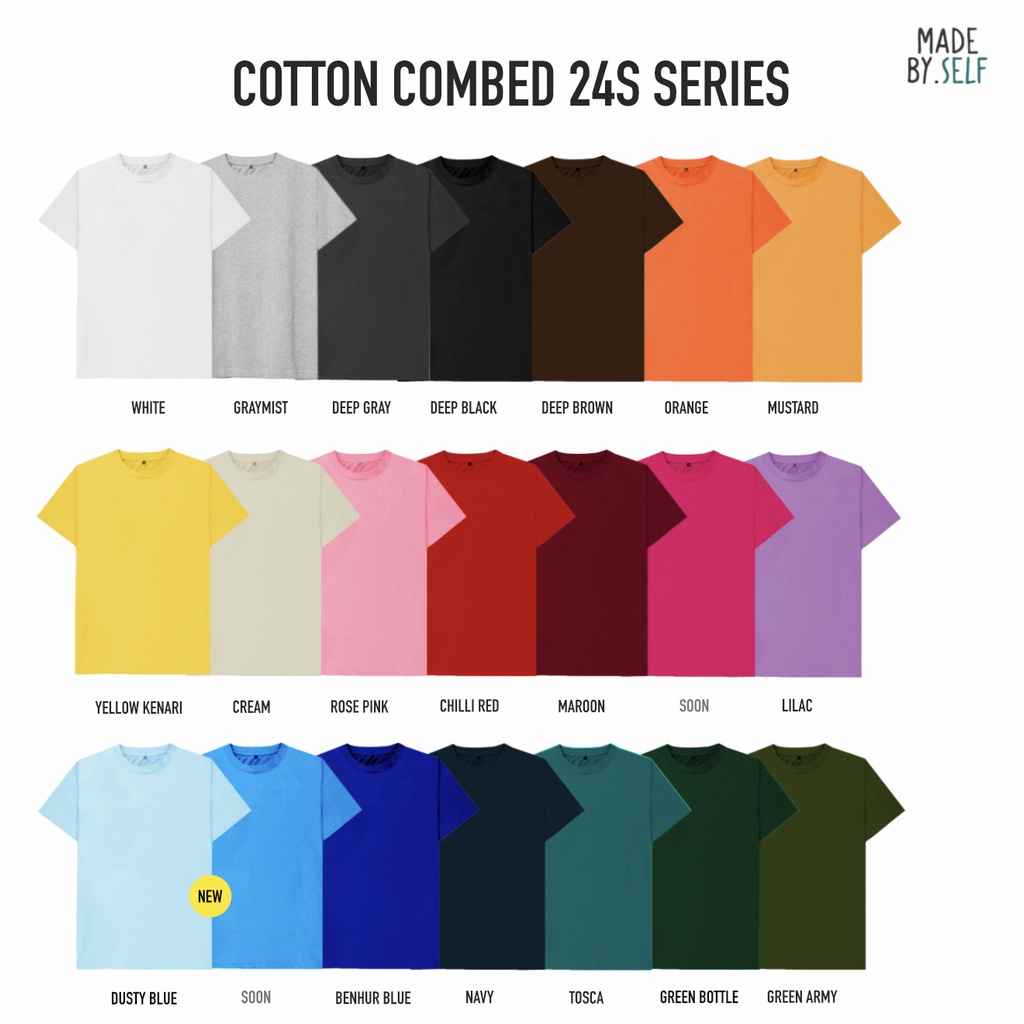 Kaos Polos TEBAL COTTON COMBED 24 S Lengan Pendek Pria Wanita Unisex