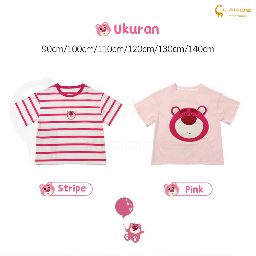 Lakoe Kaos Anak Perempuan Atasan pendek anak perempuan /baju anak perempuan Stawberry Bear/Tshirt anak Lengan Pendek