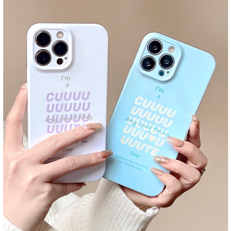 Blue White English Hard Plastic Case HP iP iPhone 14 + Plus X XS XR 11 12 13 Pro Max FTD Casing Apple