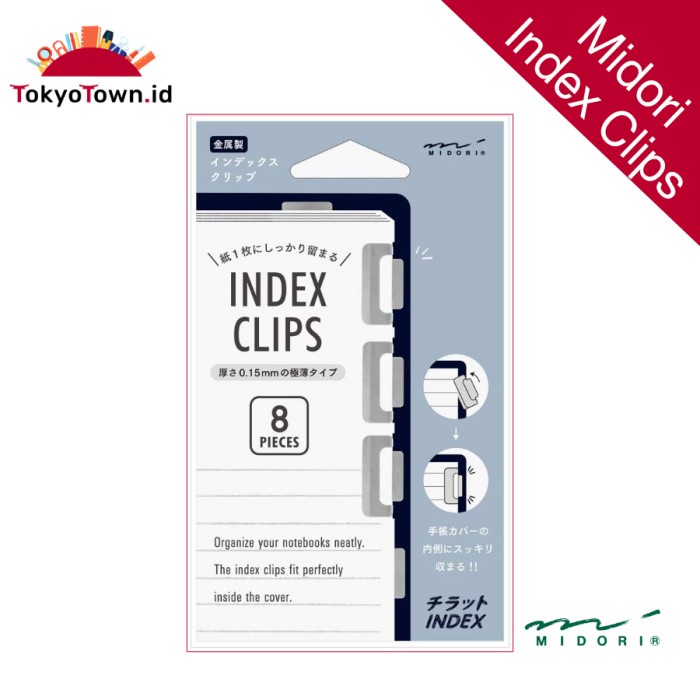 

Midori Index Clips 8pcs Silver