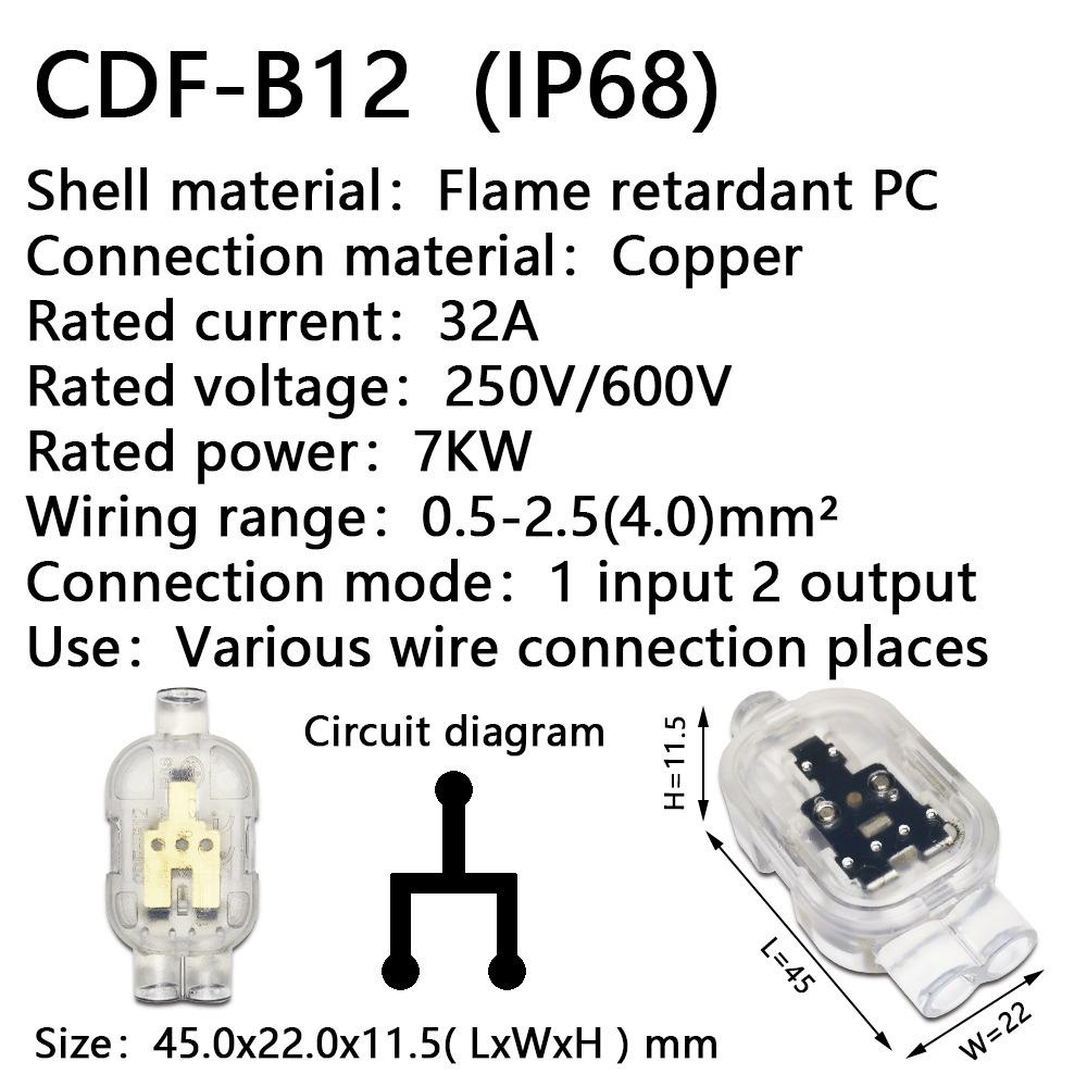 TOP Push In Terminal Outdoor Fast Direct Insertion CDF-B Sambungan Kawat Terminal Konduktor Connector