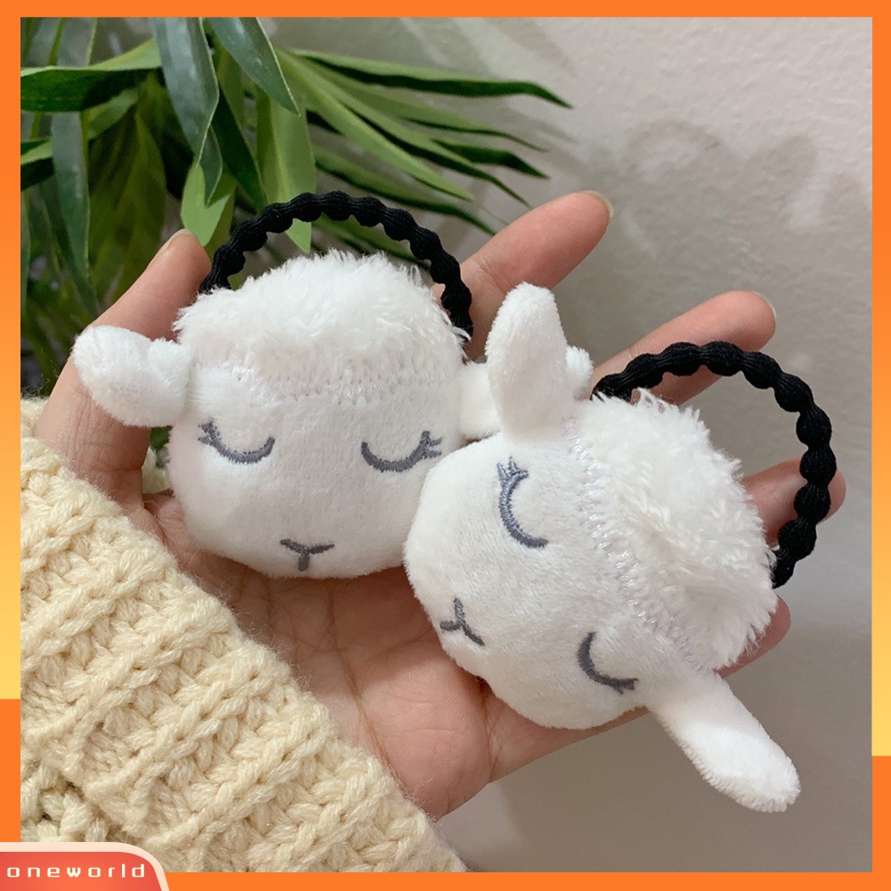 [ONE] Gadis Lucu 3D Mewah Domba Elastis Tali Rambut Ponytail Holder Bros Pin Tas Dekorasi