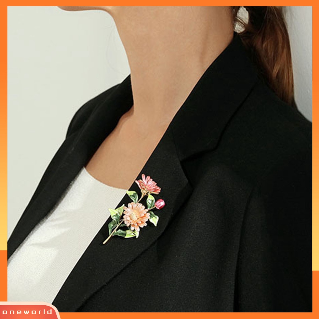 [ONE] Bros Pin Krisan Buket Dicat Perhiasan Berlapis Tahan Lama Bros Baju Dekor