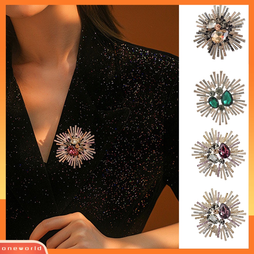 [ONE] Bros Kristal Imitasi Elegan Temperamen Hadiah Besar Berlian Imitasi Wanita Bisnis Jas Kerah Pin Fashion Perhiasan