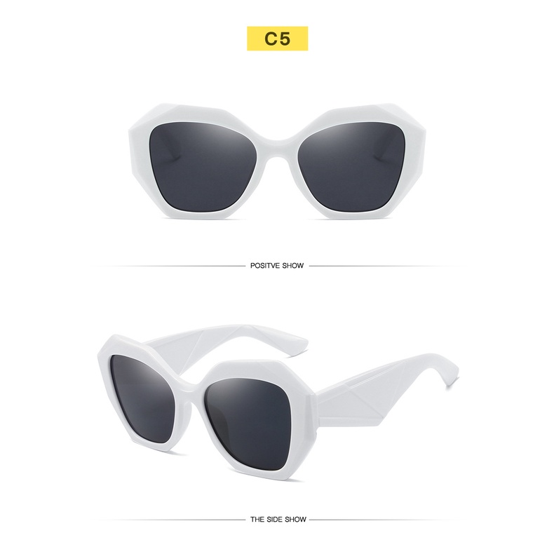 Frame Oversized Kacamata Poligonal Untuk Wanita Pria Perlindungan UV