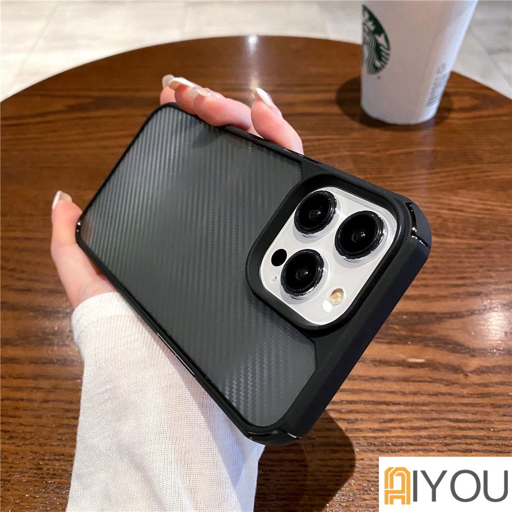 Casing iphone 14 13 12 pro max 11 pro xs max xr x 7 8 plus SE 2020 12 mini Bahan Serat Karbon Shockproof