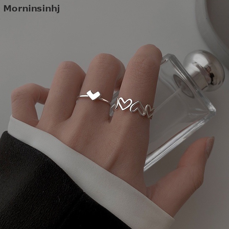 Mornin 2 Pcs Fashion Berongga Keluar Cinta Jantung Cincin Kepribadian Geometris Cincin Pembukaan Cincin Niche Jari Telunjuk Cincin Fashion Perhiasan Hadiah Rings id