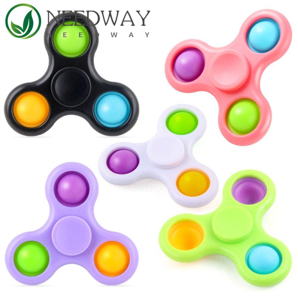 Needway   Spinner Pop It Mainan Bandhnu Mainan Untuk Gadis Jari Mendorong Gelembung Dekompresi Mainan Ujung Jari Gyroscope Tangan Spinner Tiga-Jari Fidget