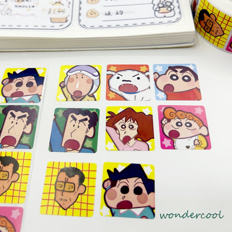 Kartun Lucu Bahan Scrapbook Sticker Melody Crayon Shin-chan Line Dog DIY Stiker Dekoratif-Won