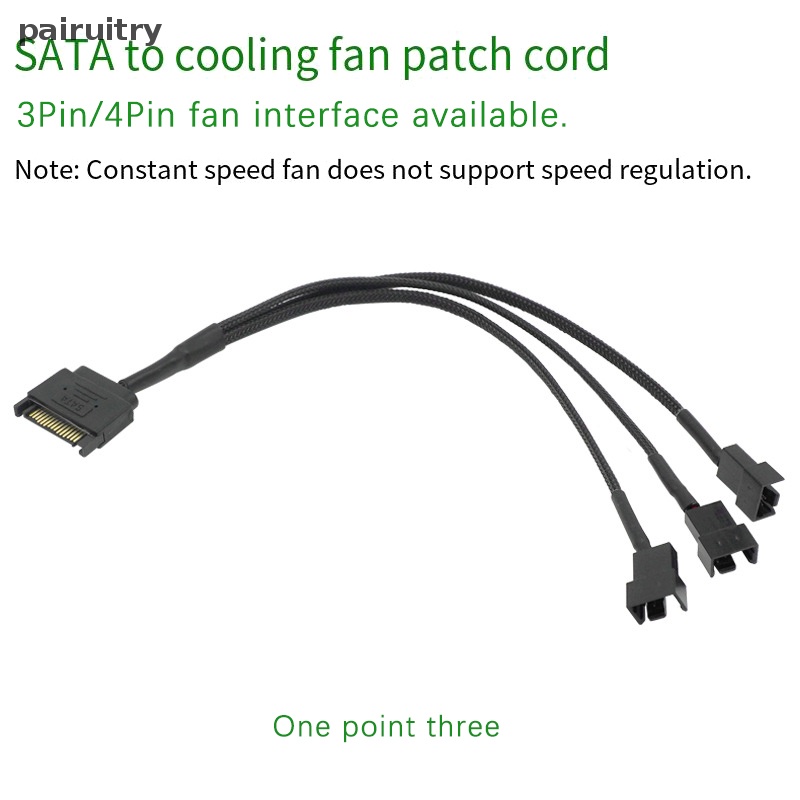Prt High Quality Konektor Kabel Power Splitter Ekstensi Kipas PC 3pin 4pin Cooling Hub Splitter Cable SATA Power Supply Adaptor PRT