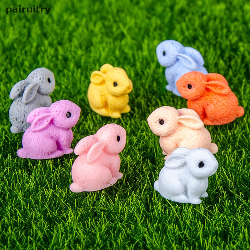 Prt 5pcs Kelinci Lucu Paskah Ornamen Miniatur Kerajinan Resin Mini Bunny Taman Ornamen Rumah Boneka Miniatur Rumah Kantor Desktop Decor PRT