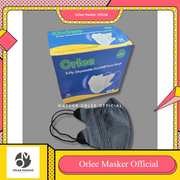 MASKER ORLEE DUCKBILL (ISI 50) cantol hitam kemasan box