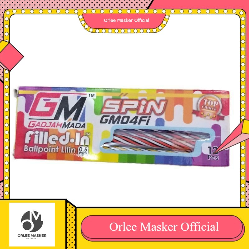 BOLPOIN LILIN GM SPIN/ BOLPEN ULIR GADJAH MADA spin gm04Fi ORIGINAL 1 LUSIN (ISI 12) / bolpoin gel / bolpen lilin 0,5 / bolpoin ulir tebal / bolpen gadjahmada