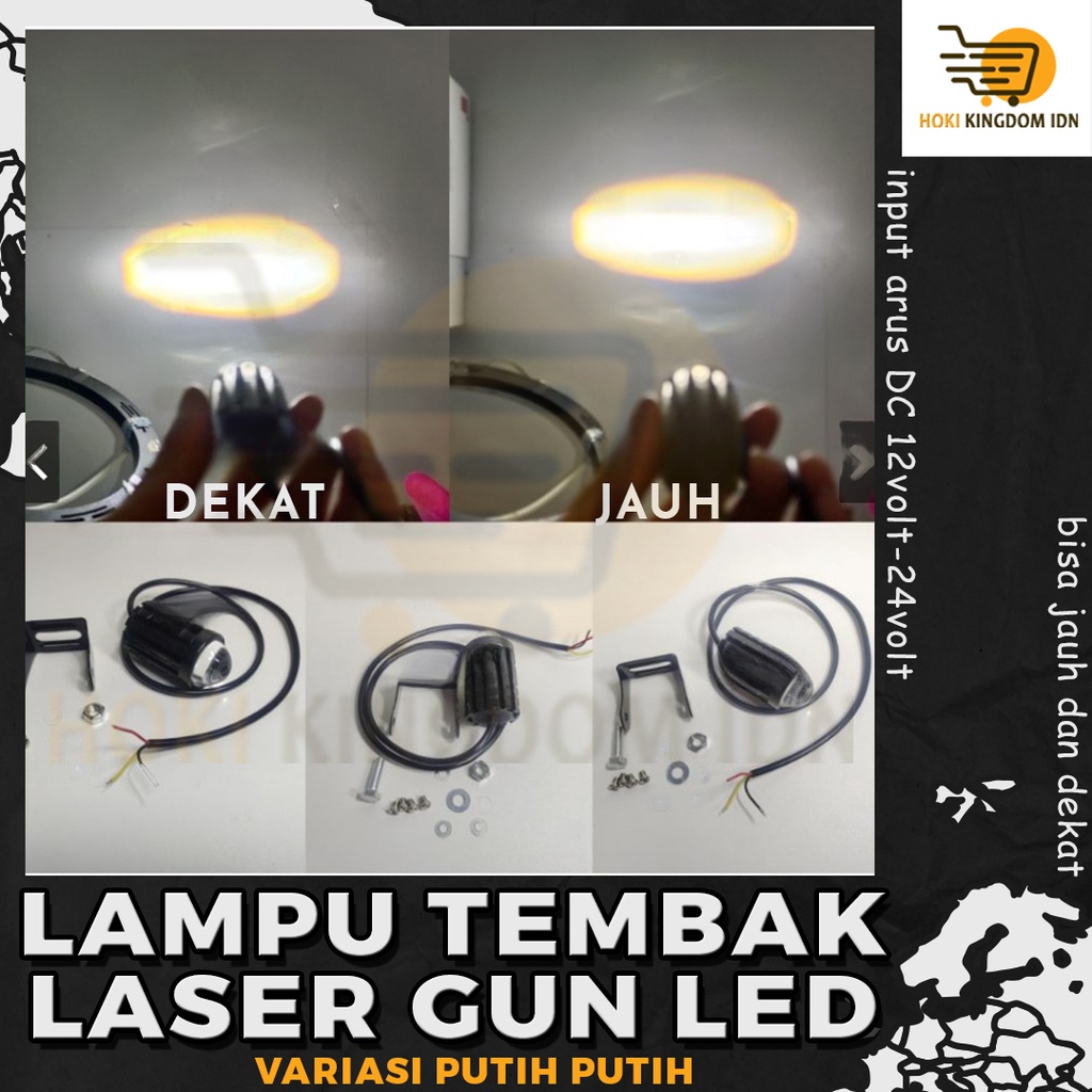 Lampu tembak Laser gun Led D2 mini 2 warna putih kuning jauh dekat