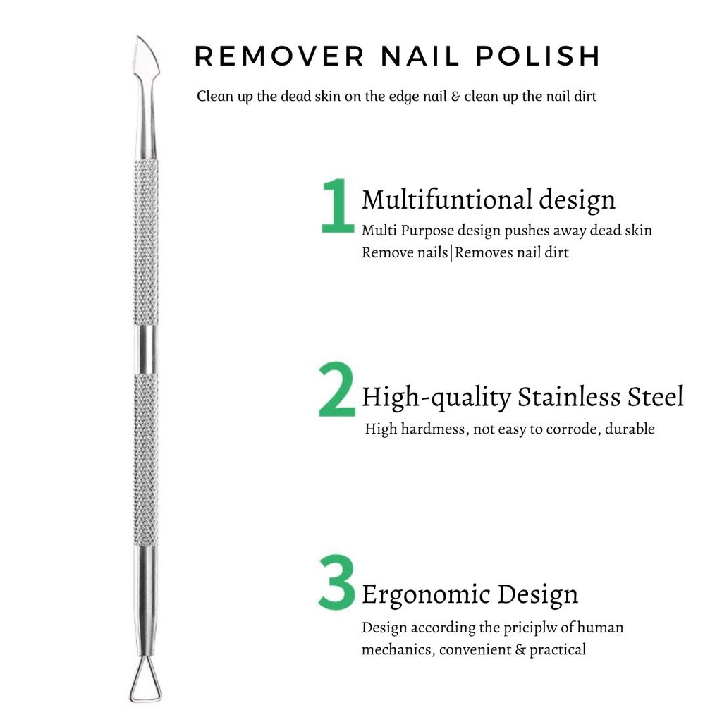 Nail Remover Stainless Steel Stick / Stick Tongkat Pembersih Remove Kutek Gel / Cuticle Pusher Remove kukuhouse