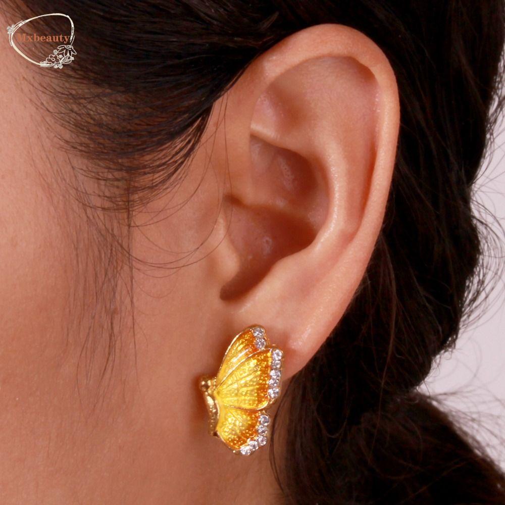 Mxbeauty Anting Gaya Korea Vintage Golden Trendy Kreatif Indah Klasik Mutiara Anting Kupu-Kupu