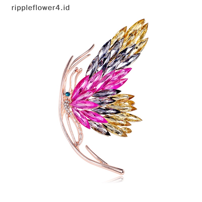 {rippleflower4.id} Bros Kupu-Kupu Gradien Bermutu Tinggi Kristal Perancis Bros Kupu-Kupu Elegan Korsase Aksesoris Kepribadian Coat Pin Korsase~