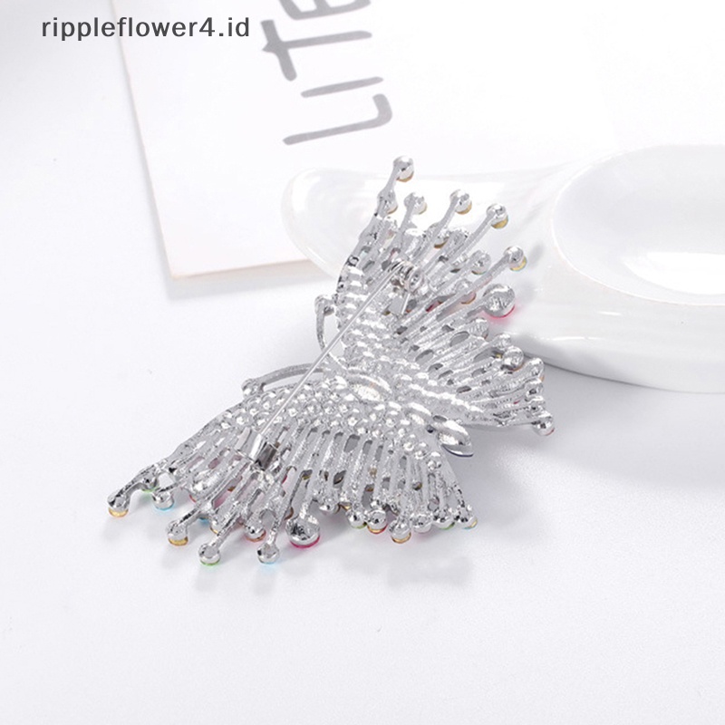 {rippleflower4.id} Bros Kupu-Kupu Berlian Imitasi Warna-Warni Untuk Wanita Pin Bros Mantel Serangga Lucu~