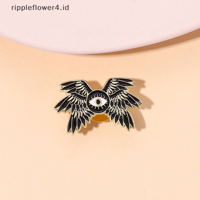 {rippleflower4.id} Mata Horus Seraph Sayap Enamel Lencana Bros DIY Ransel Kerah Lapel Pin Aksesoris Perhiasan Pesta~