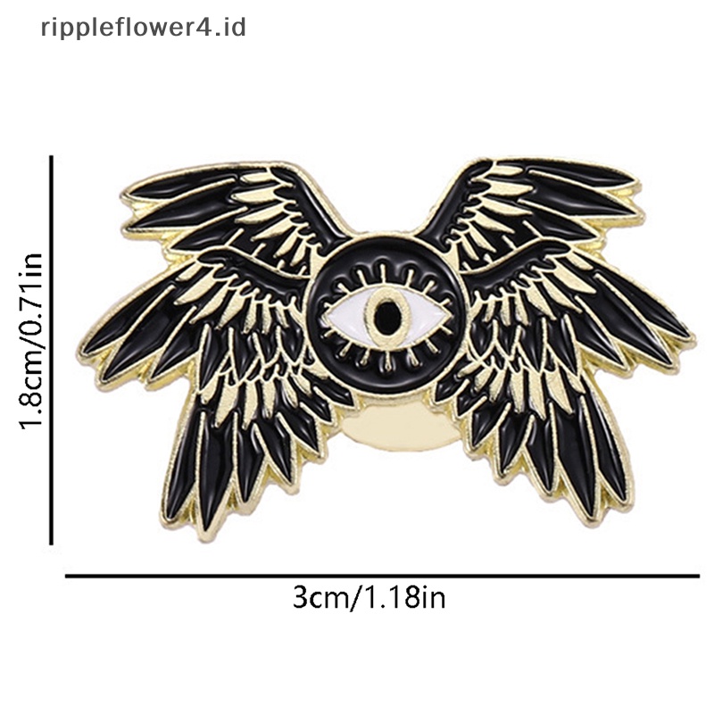 {rippleflower4.id} Mata Horus Seraph Sayap Enamel Lencana Bros DIY Ransel Kerah Lapel Pin Aksesoris Perhiasan Pesta~