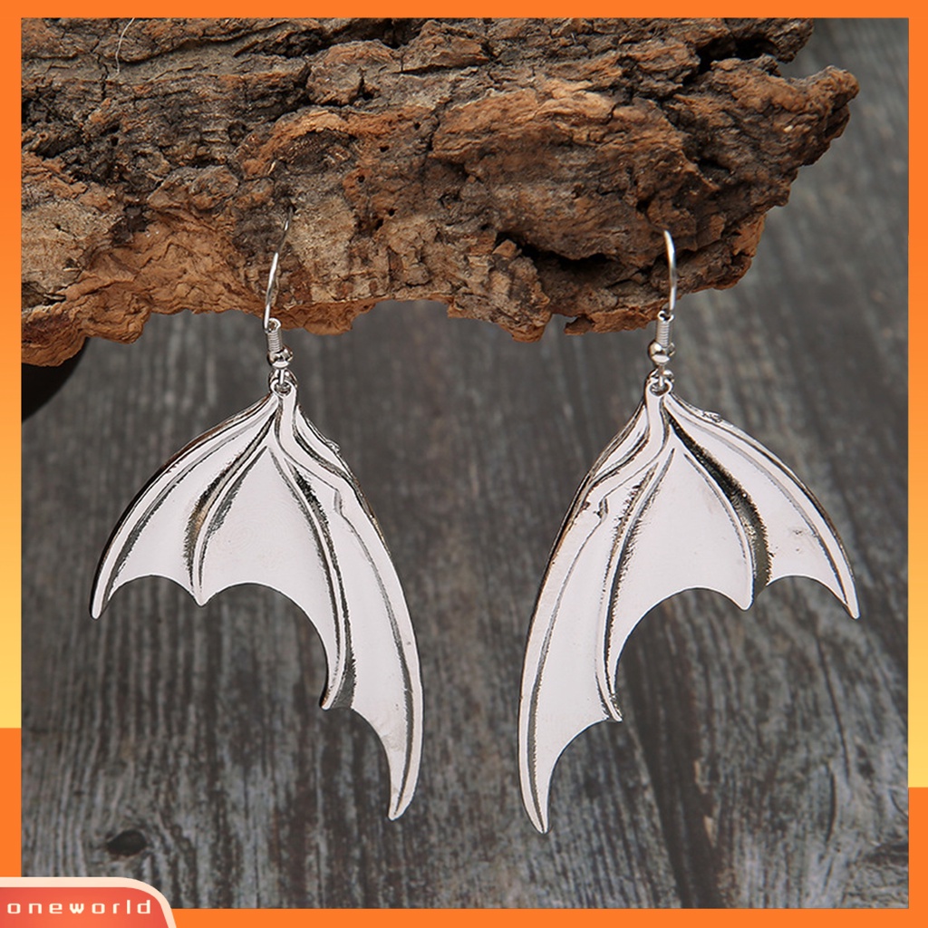 [WOD] 1pasang Anting Halloween Vintage Gothic Geometris Electroplating All-match Dekorasi Hadiah Wanita Bat Wing Drop Pendant Earrings Perhiasan Pesta Nikmat