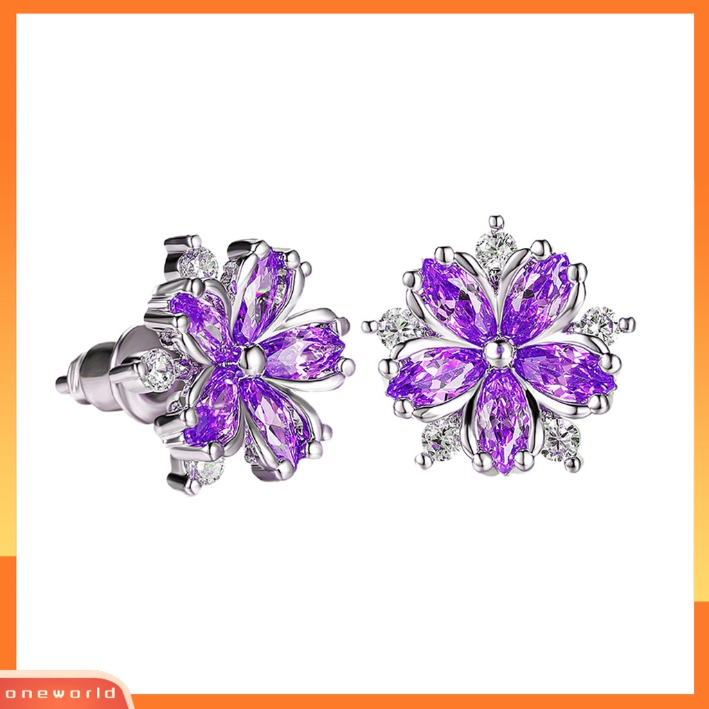 [WOD] 1pasang Anting Pejantan Cherry Dekorasi Perhiasan Sparkling Bentuk Bunga Stud Earrings Hadiah Ulang Tahun