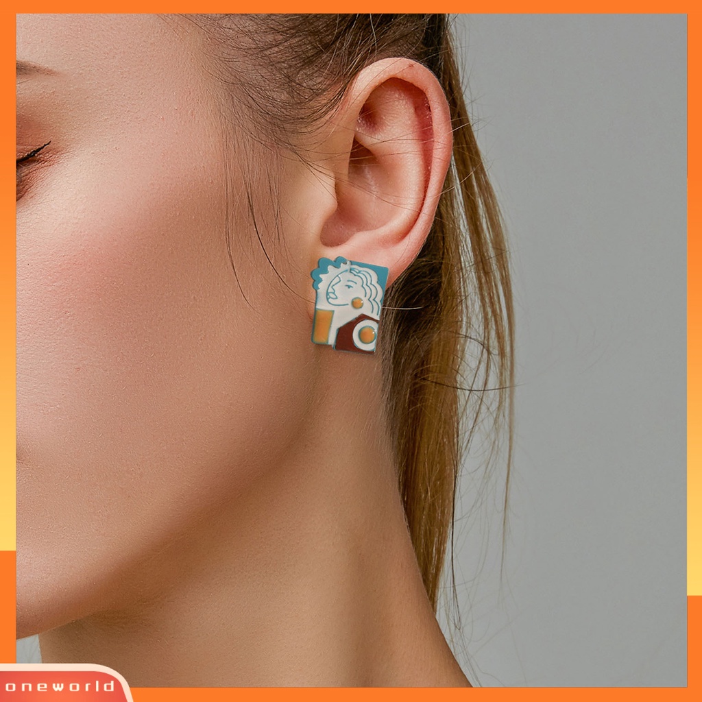 [WOD] Ear Studs Berlebihan Fashion Perhiasan Alloy Potrait Maya Motif Kurban Anting Untuk Pesta