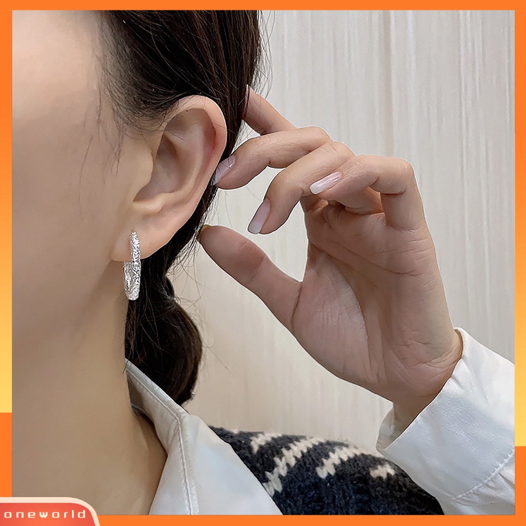 [WOD] 1pc Anting Hoop Wanita Motif Batu Lingkaran Perhiasan Gaya Korea Earring Untuk Pesta Pernikahan Perjamuan Prom