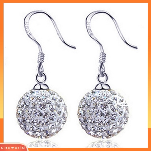 [WOD] Wanita Bening Fashion Perak Berlapis Keramik Lembut Kristal Kait Menjuntai Anting