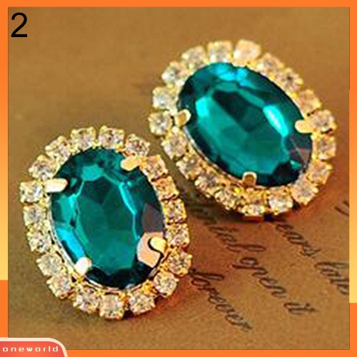 [WOD] Fashion Wanita Berlian Imitasi Ear Stud Earrings Eardrop Istana Gaya Perhiasan Hadiah