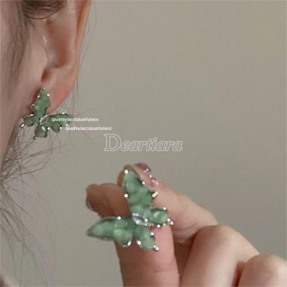 Anting Kupu-Kupu Kristal Biru Modis Dengan Temperamen Minimalis Dan Anting Fashion Serbaguna