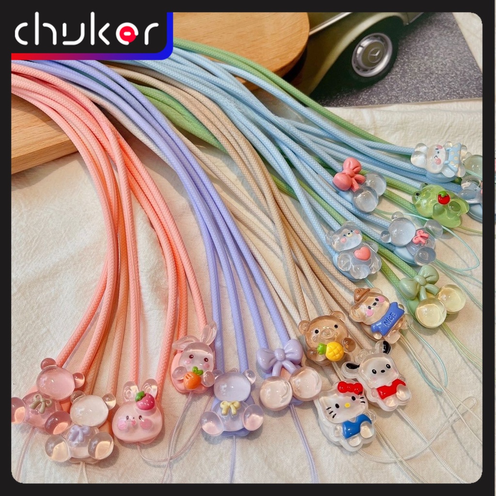 Gaya Baru ins Macaron Bear Halter Neck Tali Anti Hilang Silikon Kunci Liontin Kartu Sekolah Kartu Kerja Liontin Liontin Universal