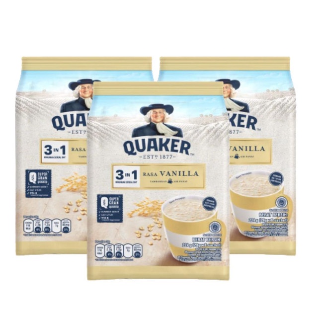 

Quaker 3in1 Vanilla Minuman Sereal Oat 224gr (24gr x 8 sachet) x3