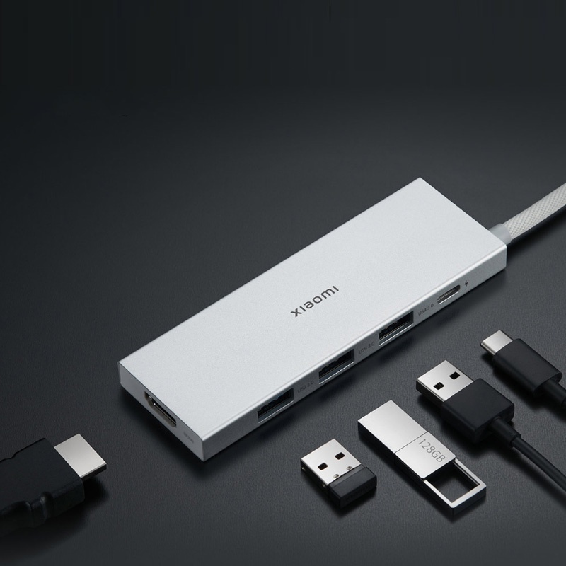 Xiaomi Type-C Docking Station 5in1 USB High Transmission Adapter HDMI Banyak Antarmuka Converter Untuk Splitter Garis Komputer