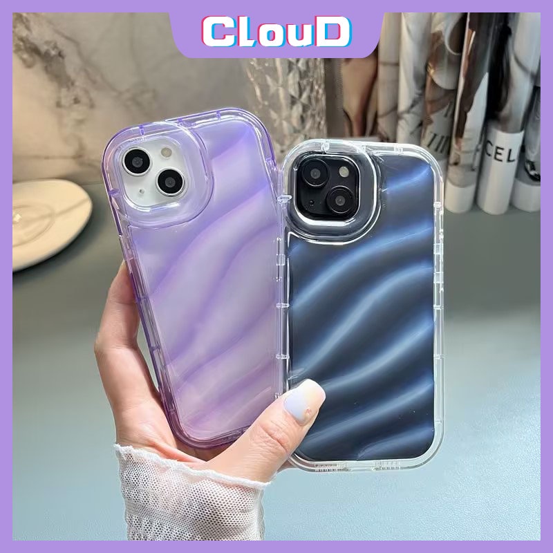 IPHONE Soft Case Warna Permen Bening Simple Mewah Kompatibel Untuk Iphone11 14 12 13 Pro MAX 7Plus 8Plus XR 6 6S 7 8 Plus X XS MAX SE 2020 Shockproof 3D Stereo Kreatif Penutup Kerut