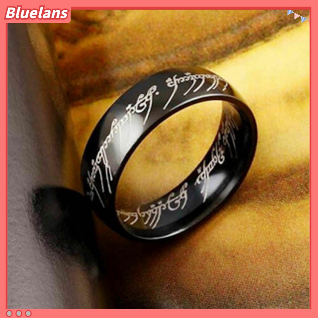 [BLS] Cincin Kawin Motif Huruf Hias Bahan Titanium Steel Pria Dan Wanita Band Finger Ring Untuk Pesta