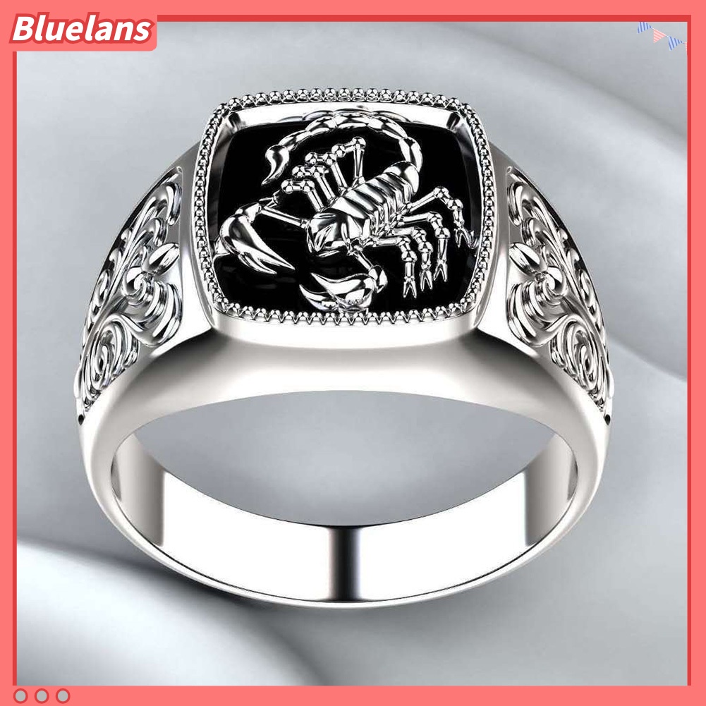 [BLS] Pria Scorpion Terukir Paduan Cincin Jari Lebar Ulang Tahun Club Pesta Perhiasan Hadiah