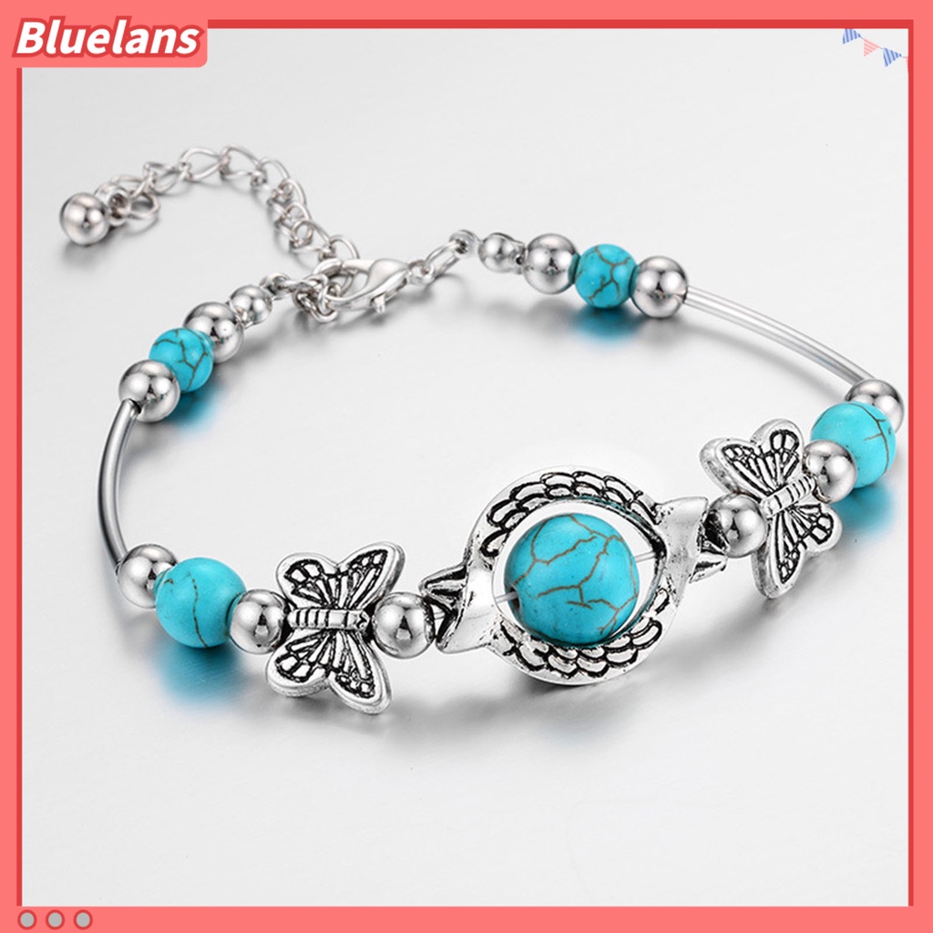 [BLS] Wanita Gelang Simulasi Pirus Manik-Manik Perhiasan Kilau Cerah Tahan Lama Bangle Perhiasan Hadiah