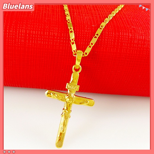 [BLS] Kalung Choker Rantai Liontin Salib Fashion Pria Wanita Lapis Emas 24K