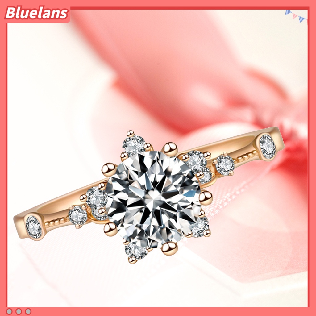 [BLS] Wanita Zirkon Bersinar Snowflake Open-end Cincin Retro Circlet Perhiasan Pasangan Hadiah